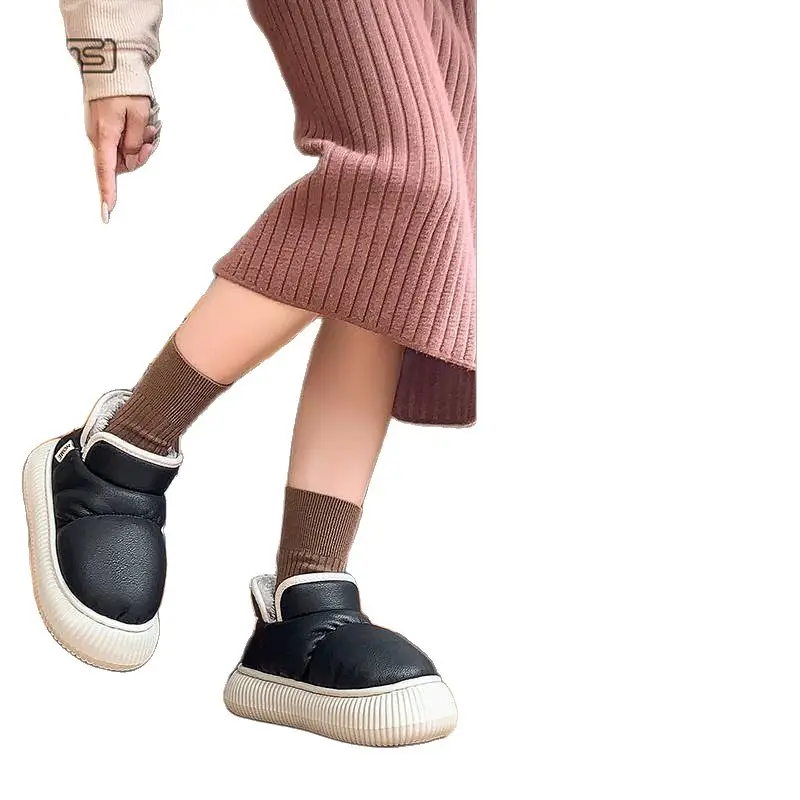 Women Winter Fleece Lined Slippers Beige Thick Soled - Image 8