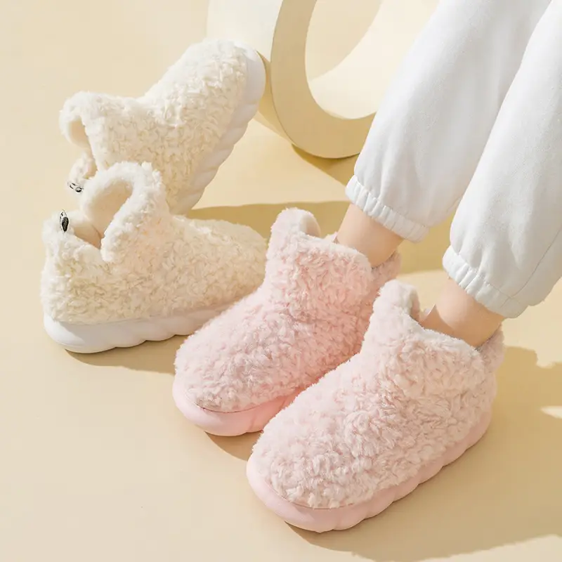 Thick-Soled Snow Boots for Women, Winter Home Use, Warm Confinement, Fleece-Lined, Thickeneded, Non-Slip, Poop-Feeling Cotton Shoes for Women to Wear Outside - Image 6