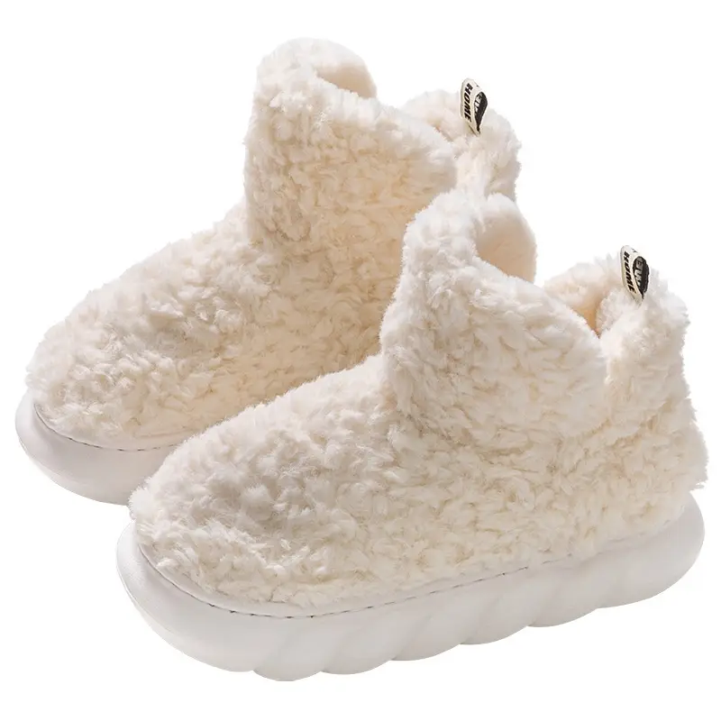 Thick-Soled Snow Boots for Women, Winter Home Use, Warm Confinement, Fleece-Lined, Thickeneded, Non-Slip, Poop-Feeling Cotton Shoes for Women to Wear Outside - Image 8