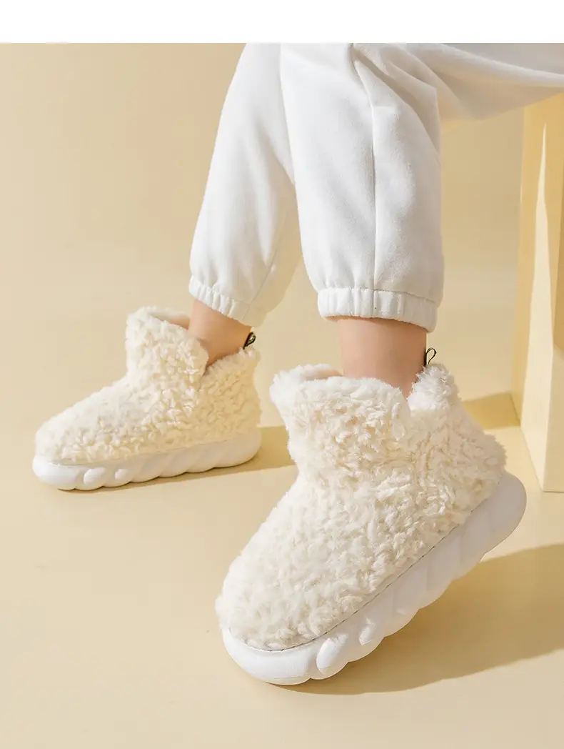 Thick-Soled Snow Boots for Women, Winter Home Use, Warm Confinement, Fleece-Lined, Thickeneded, Non-Slip, Poop-Feeling Cotton Shoes for Women to Wear Outside — feature 15