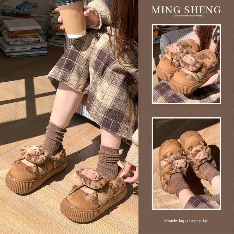2025 Winter Plush Cat Slippers Black Non-Slip - Image 5