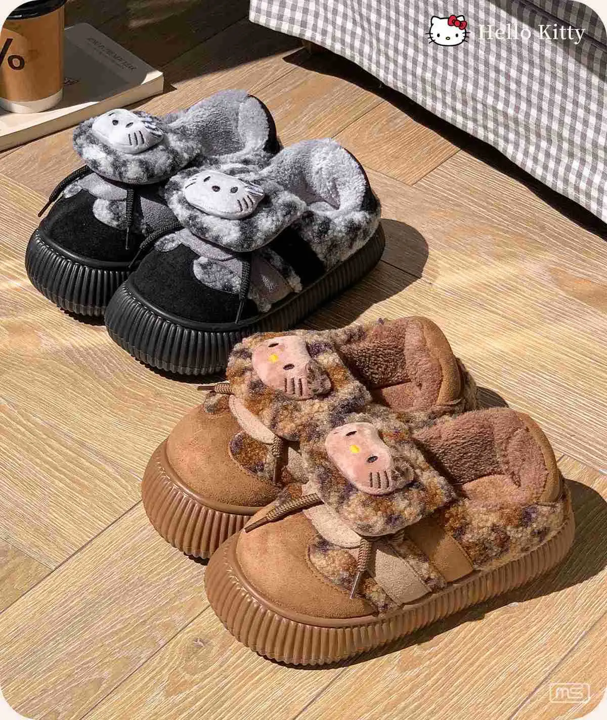 2025 Winter Plush Cat Slippers Black Non-Slip — feature 6