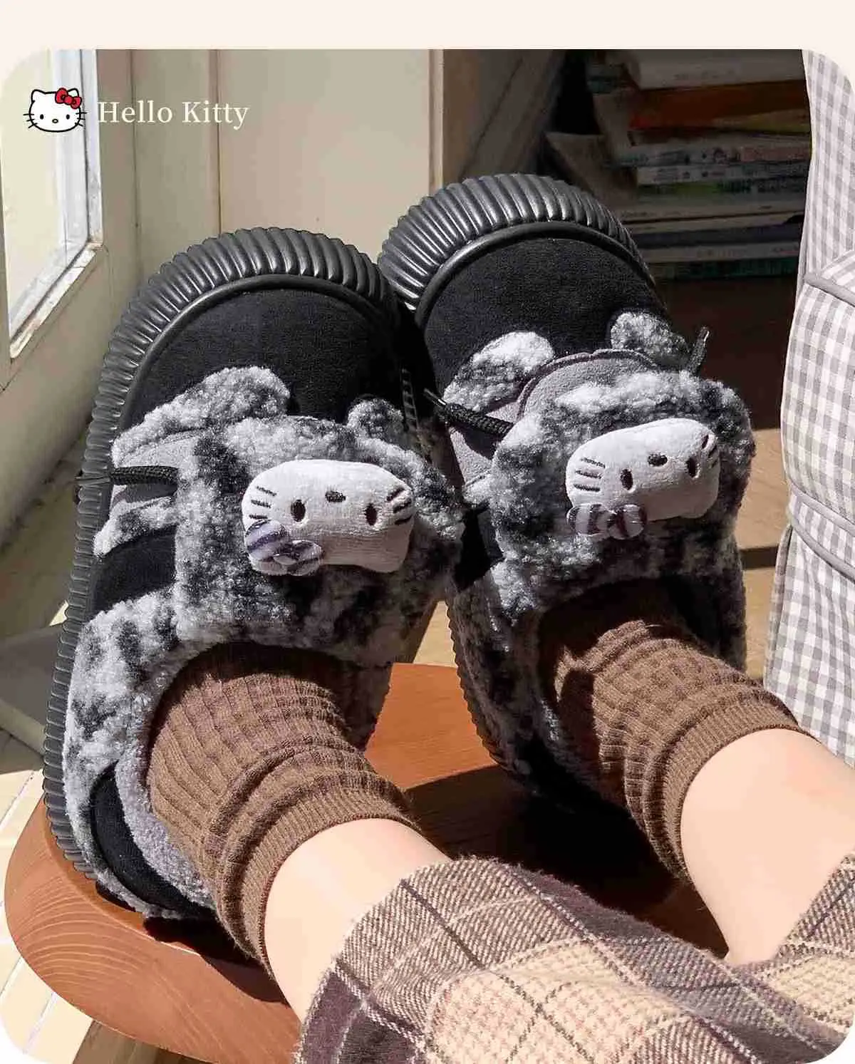 2025 Winter Plush Cat Slippers Black Non-Slip — feature 9