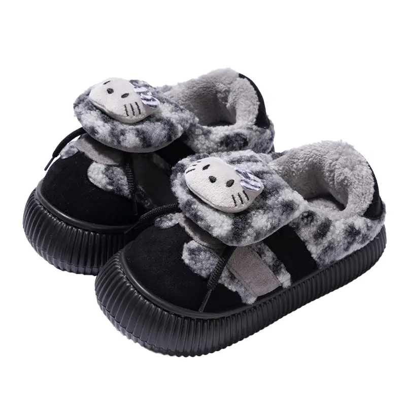 2025 Winter Plush Cat Slippers Black Non-Slip - Image 2