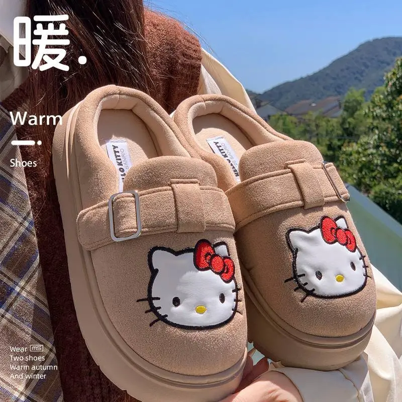 2025 New Genuine Authorized Hello Kt Cotton Slippers for Home, Thick Soles, Warm and Comfortable, Casual Outer Wear - Image 4