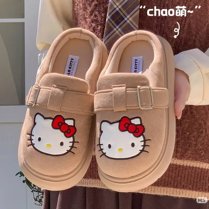 2025 New Genuine Authorized Hello Kt Cotton Slippers for Home, Thick Soles, Warm and Comfortable, Casual Outer Wear - Image 6