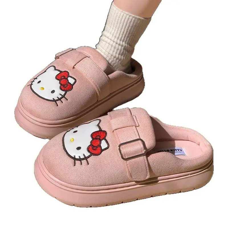 2025 New Genuine Authorized Hello Kt Cotton Slippers for Home, Thick Soles, Warm and Comfortable, Casual Outer Wear - Image 8