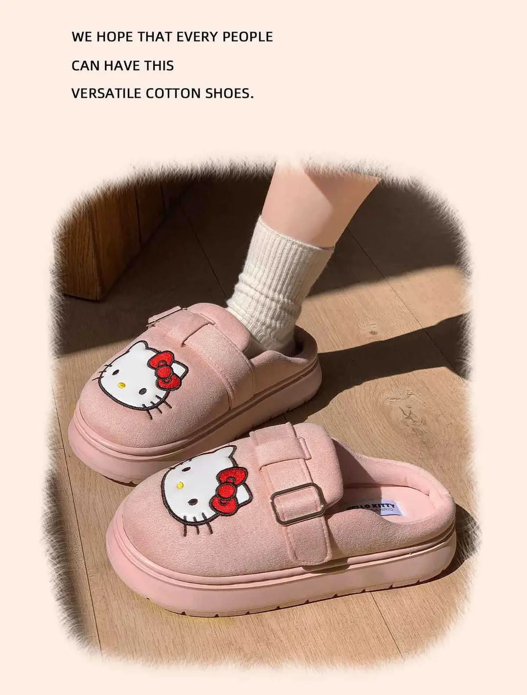 2025 New Genuine Authorized Hello Kt Cotton Slippers for Home, Thick Soles, Warm and Comfortable, Casual Outer Wear — feature 8