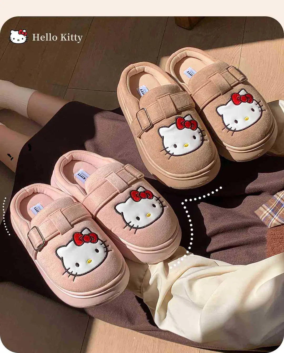 2025 New Genuine Authorized Hello Kt Cotton Slippers for Home, Thick Soles, Warm and Comfortable, Casual Outer Wear — feature 9