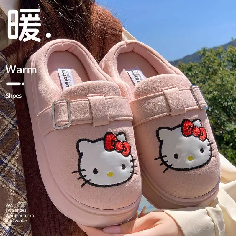 2025 New Genuine Authorized Hello Kt Cotton Slippers for Home, Thick Soles, Warm and Comfortable, Casual Outer Wear - Image 3