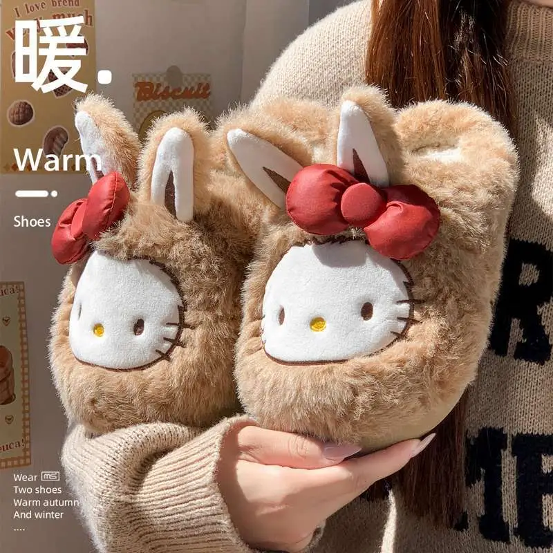 2025 Winter Cute Cat Fleece Lined Non-Slip Slippers