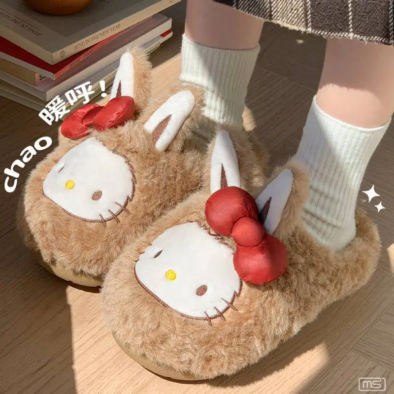 2025 Winter Cute Cat Fleece Lined Non-Slip Slippers