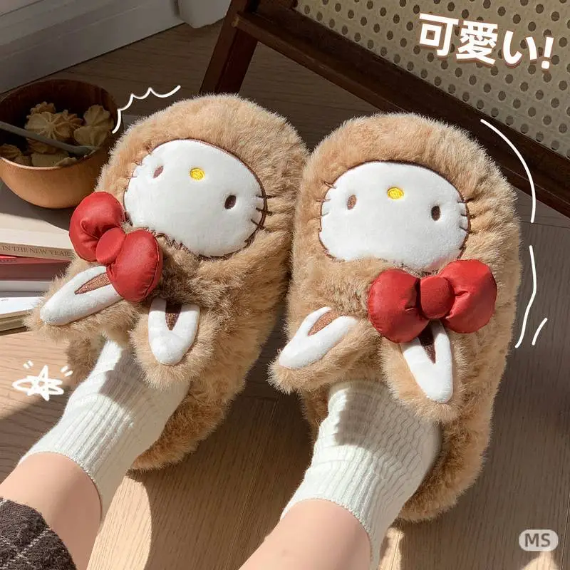 2025 Winter Cute Cat Fleece Lined Non-Slip Slippers