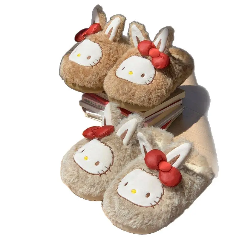 2025 Winter Cute Cat Fleece Lined Non-Slip Slippers