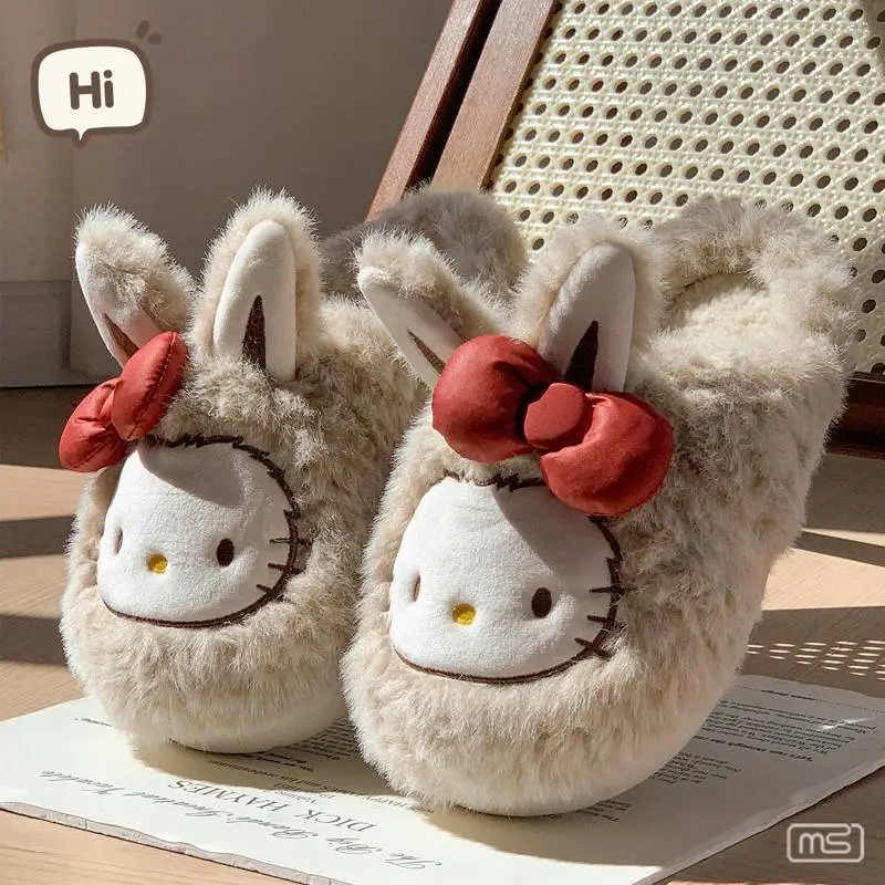 2025 Winter Cute Cat Fleece Lined Non-Slip Slippers