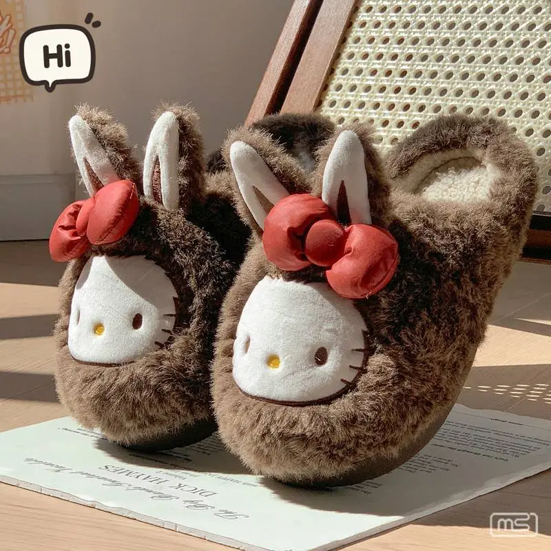 2025 Winter Cute Cat Fleece Lined Non-Slip Slippers