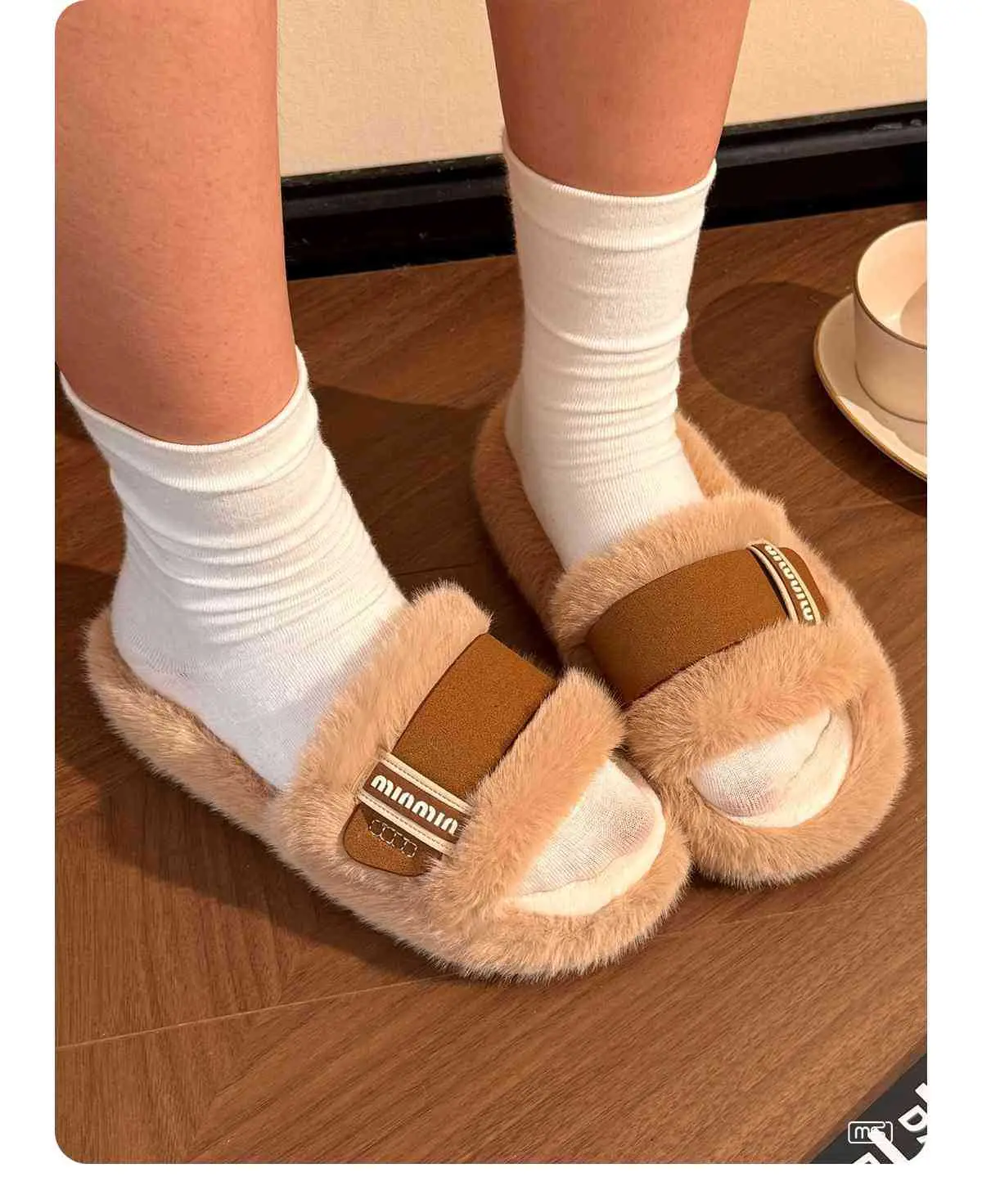 Women Fur Warm Slippers Black Brown Winter Warm — feature 7