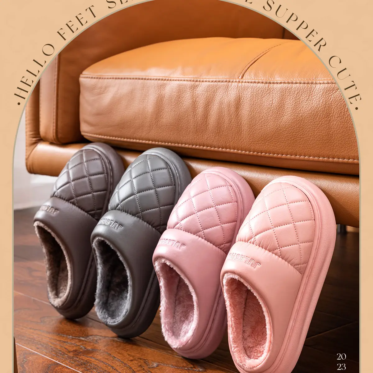 Women's Pink Quilted Slippers with Warm Fleece Lining — feature 13