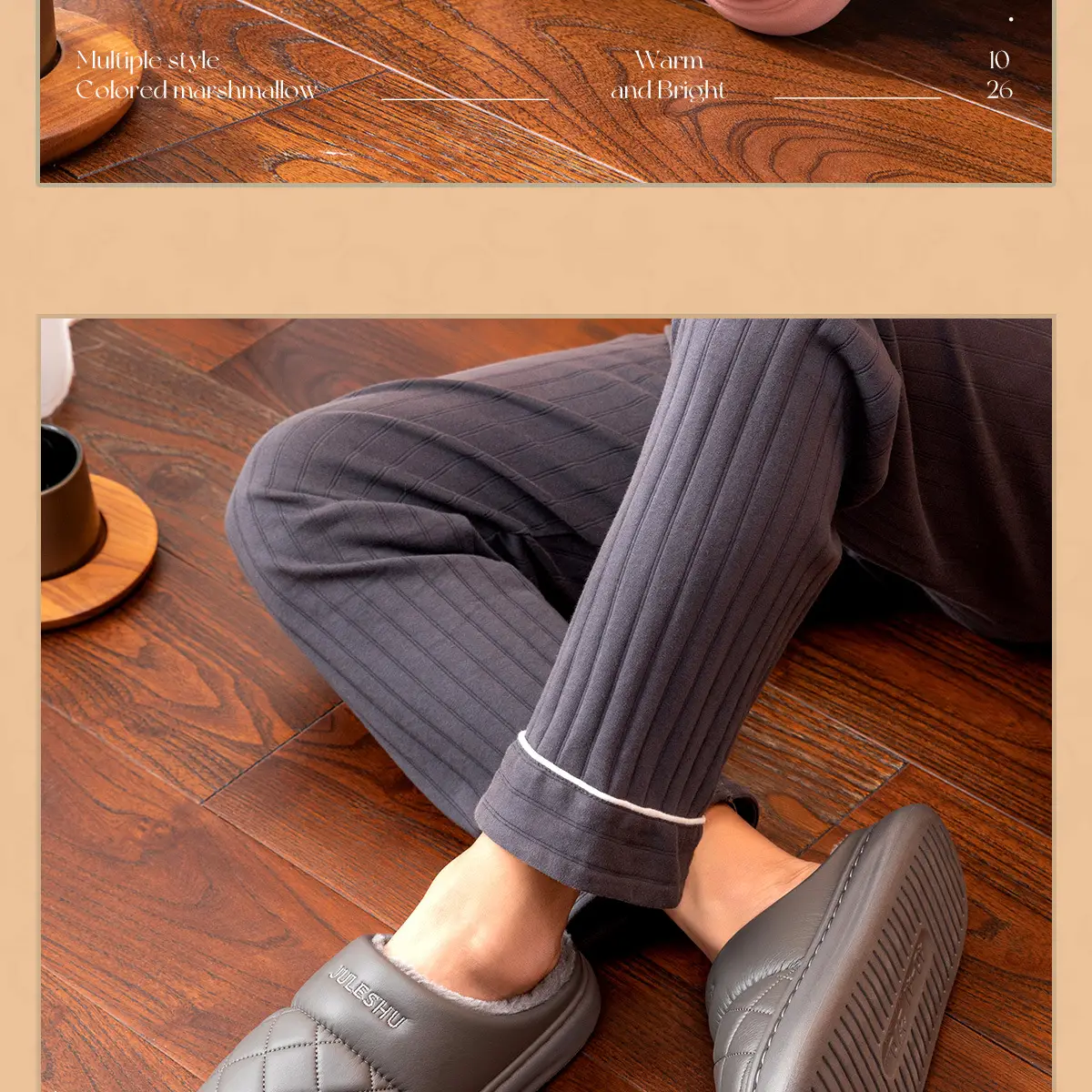 Women's Pink Quilted Slippers with Warm Fleece Lining — feature 14