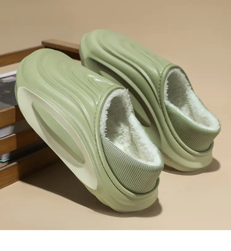 Men's Winter Outer Wear Waterproof Cotton Slippers with Heel, Non-Slip Thick Sole, Fleece-Lined Warm Couple Cotton Shoes — feature 8