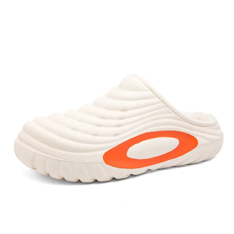 Cotton Slippers Men's New Winter Outer Wear Home Fleece-Lined Warm Cotton Shoes Large Size Eva Couple Baotou Waterproof Slippers