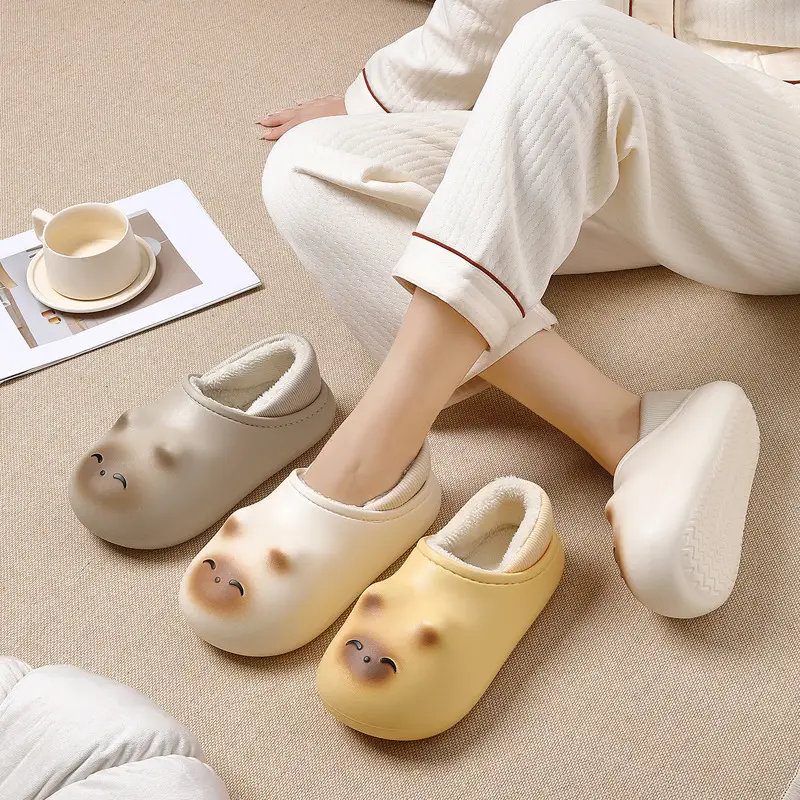 Waterproof Cotton Slippers for Women Autumn and Winter Bag Heel Indoor Home 2025 New Warm Thick-Soled Non-Slip Fleece-Lined Cotton Shoes - Image 8