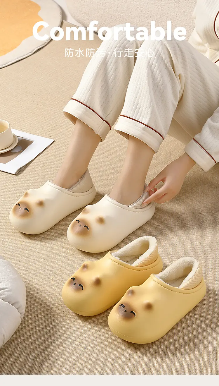 Waterproof Cotton Slippers for Women Autumn and Winter Bag Heel Indoor Home 2025 New Warm Thick-Soled Non-Slip Fleece-Lined Cotton Shoes — feature 1
