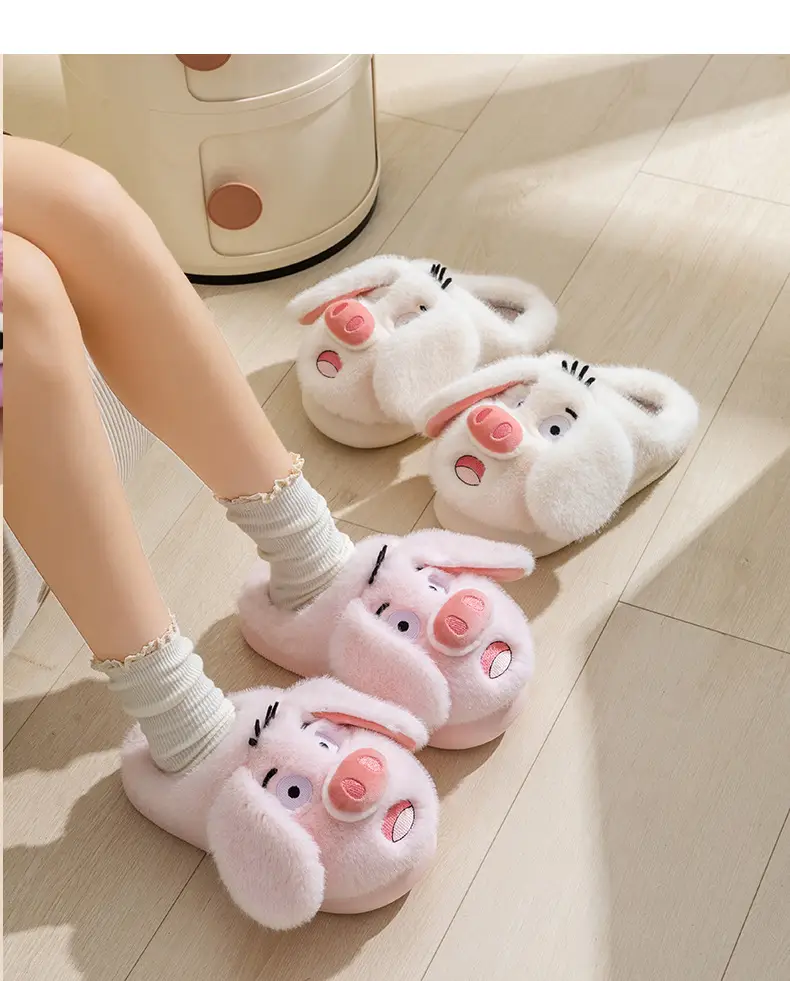Piggy Cotton Slippers for Women Winter 2025 New Indoor Home Warm Confinement Cartoon Plus Plush Slippers Winter — feature 14