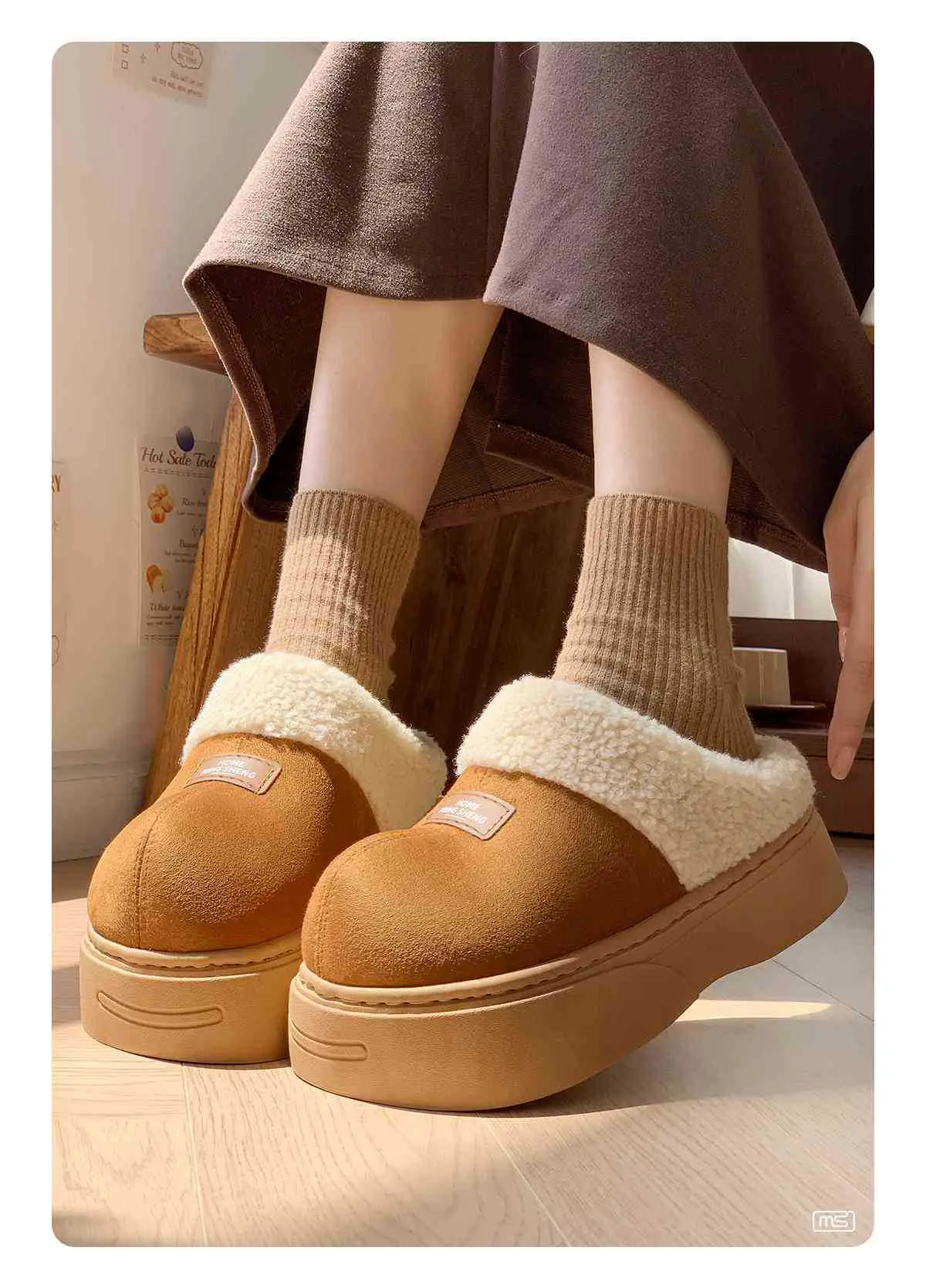 2025 Winter Women's Warm Fleece Slippers Brown — feature 7