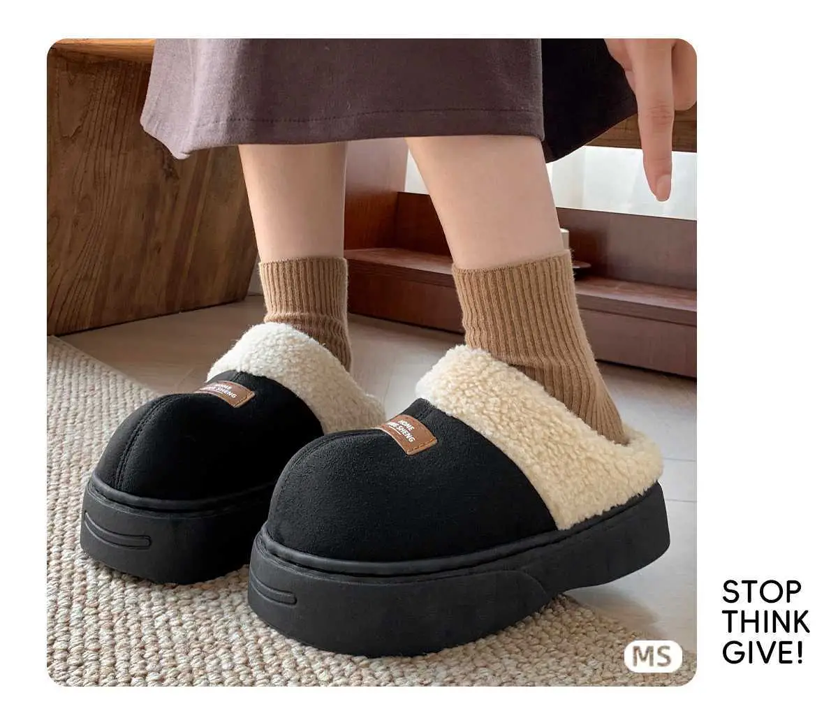 2025 Winter Women's Warm Fleece Slippers Brown — feature 8
