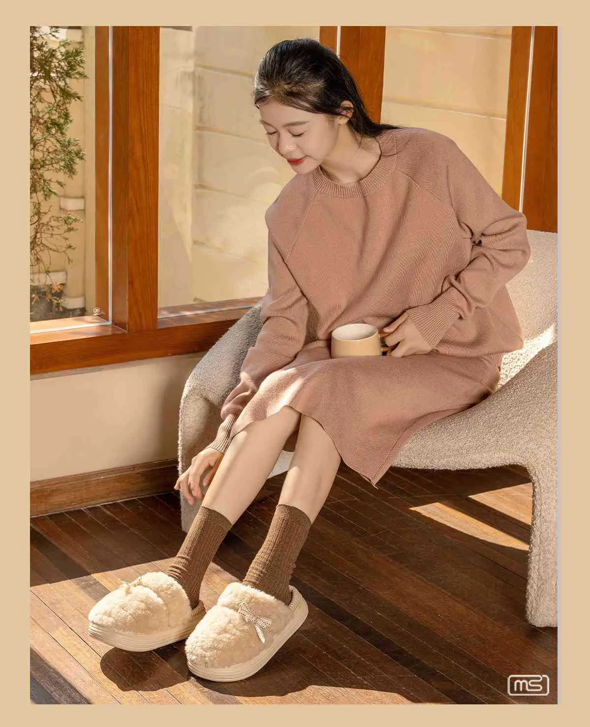 2025 Winter Bow Plush Cotton Slippers Warm Home Indoor — feature 6