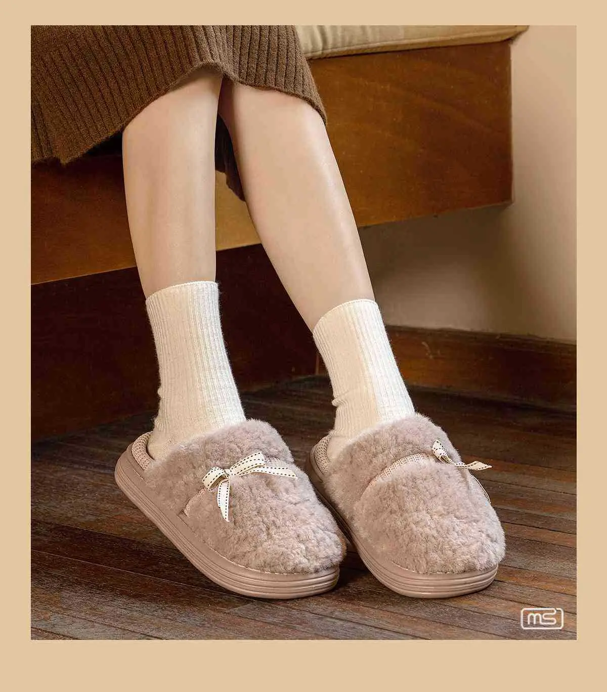 2025 Winter Bow Plush Cotton Slippers Warm Home Indoor — feature 9