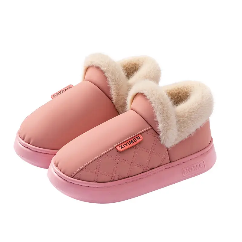 Elderly Women's Warm Cotton Slippers Grey Blue