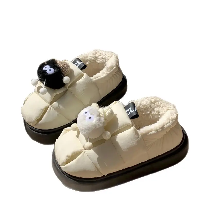 Women Winter Cartoon Cotton Slippers White Non-Slip - Image 11