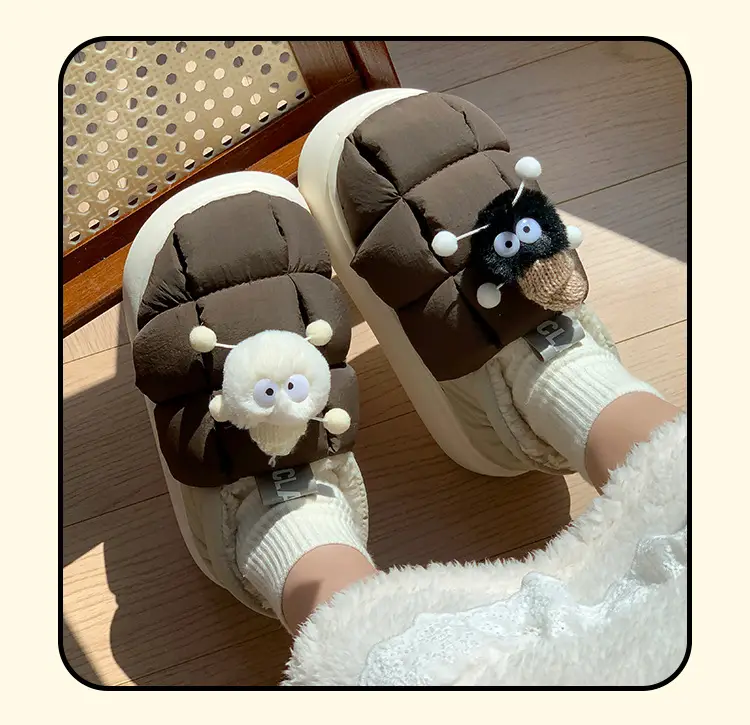 Women Winter Cartoon Cotton Slippers White Non-Slip — feature 10