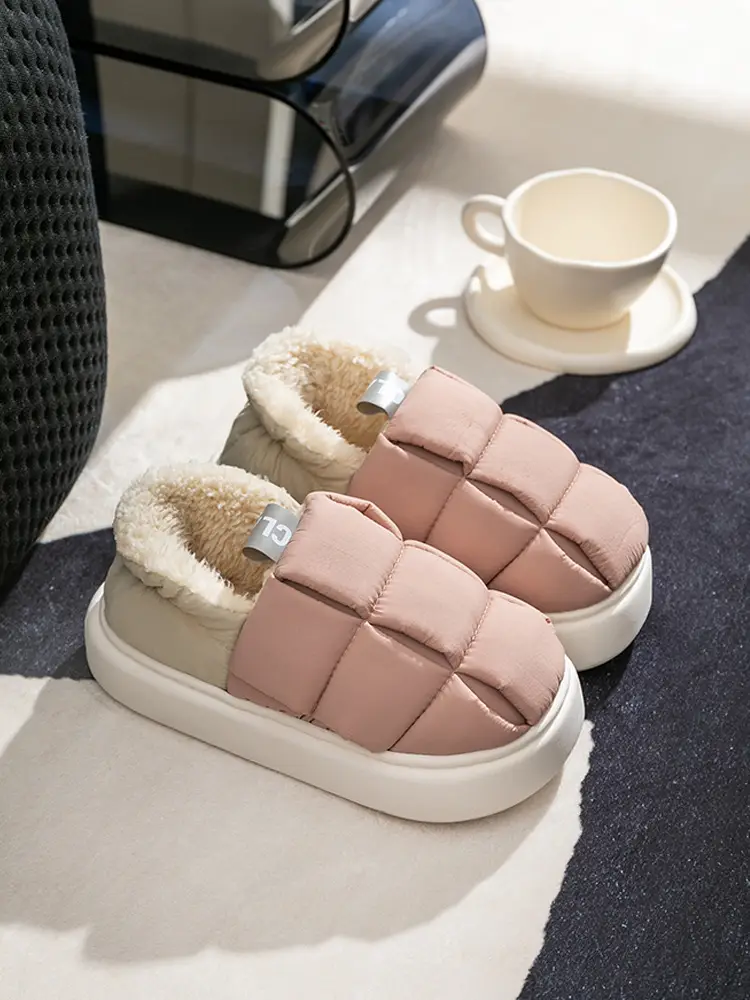 Women Winter Cartoon Cotton Slippers White Non-Slip - Image 5