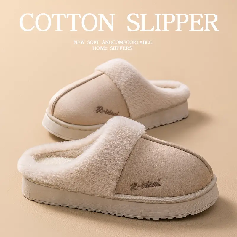 Stuffed Cotton Slippers for Women Autumn and Winter 2025 New Home Thick-Soled Non-Slip Warm Fleece-Lined Thickeneded Couple Cotton Slippers for Men