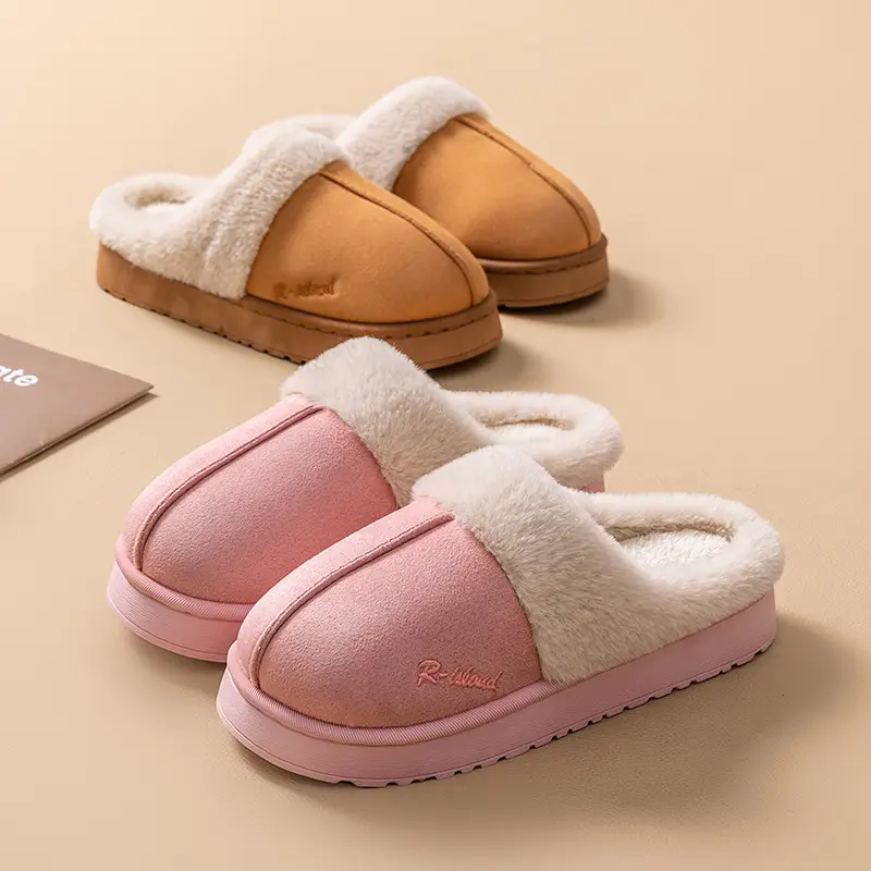 Stuffed Cotton Slippers for Women Autumn and Winter 2025 New Home Thick-Soled Non-Slip Warm Fleece-Lined Thickeneded Couple Cotton Slippers for Men