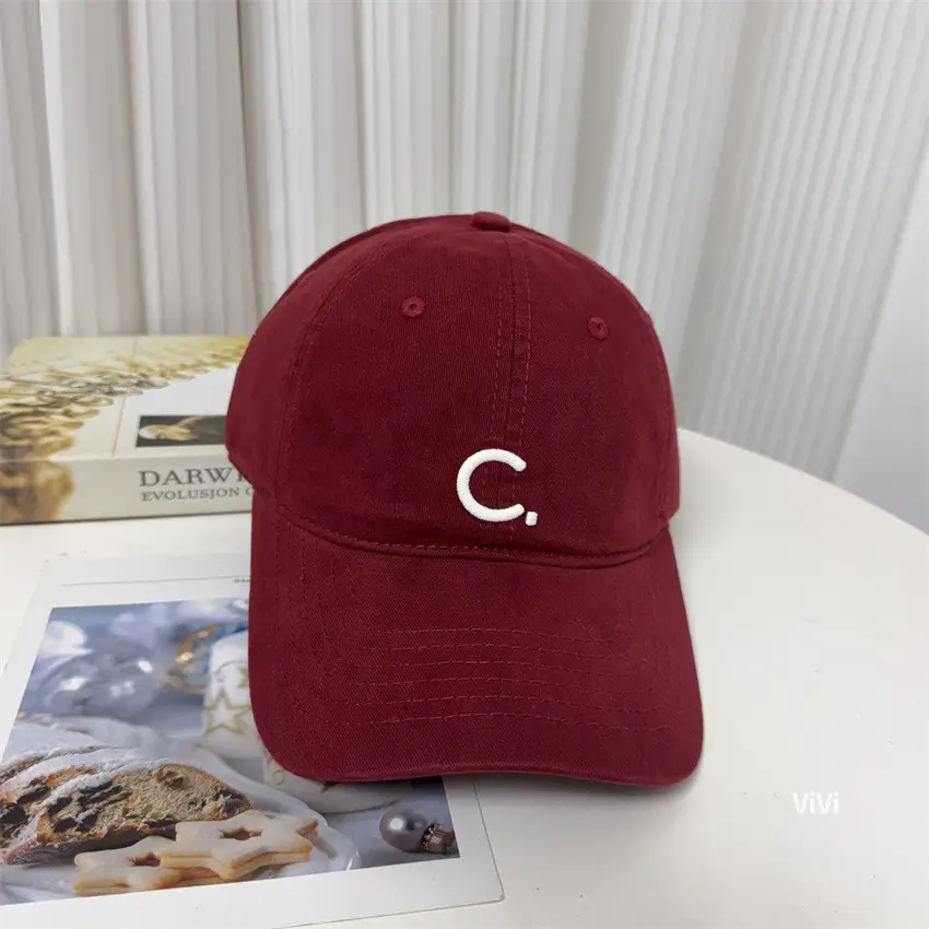 Maroon C-Branded Cotton Baseball Cap for Women - Image 3