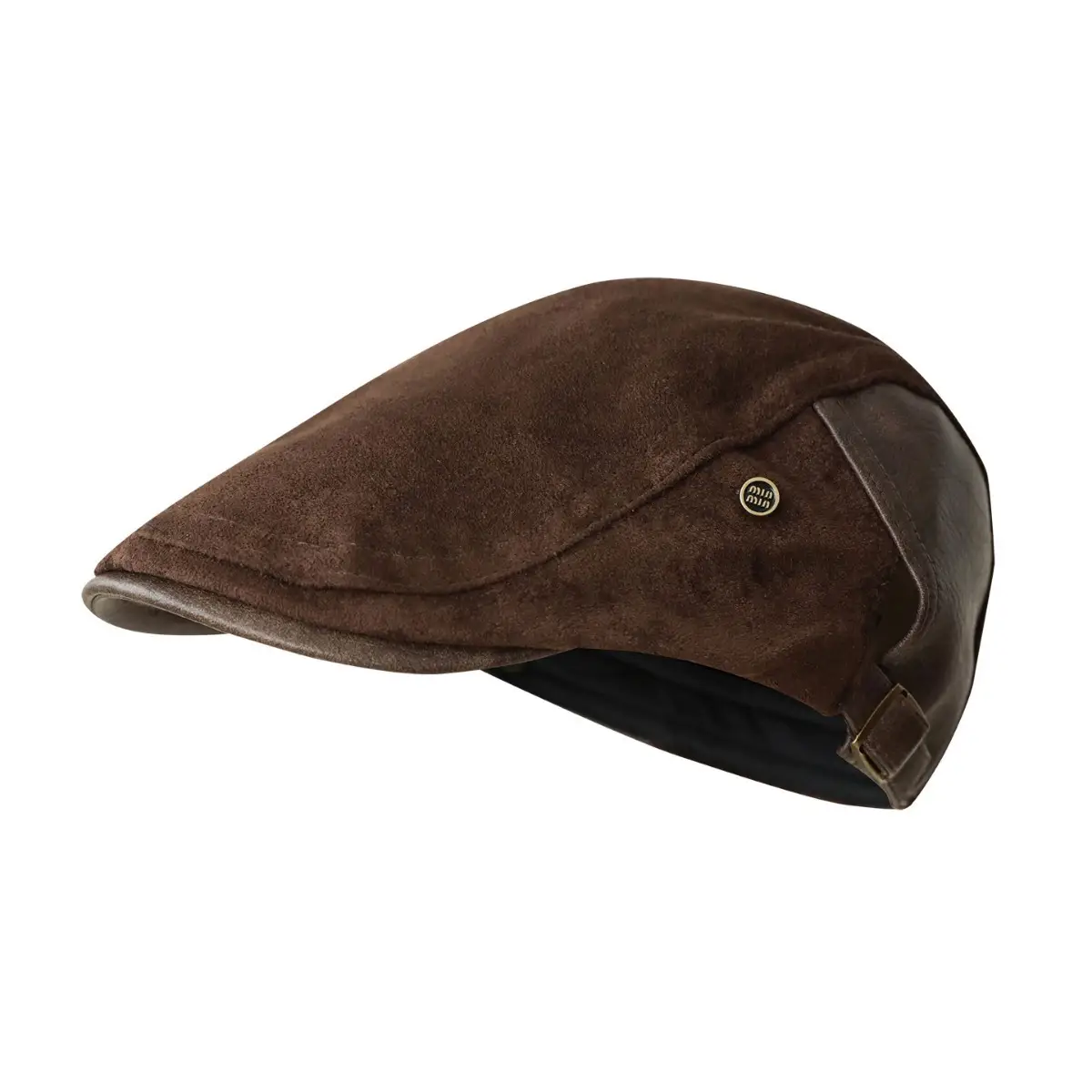 Women British Newsboy Cap Suede Duckbill Brown - Image 8