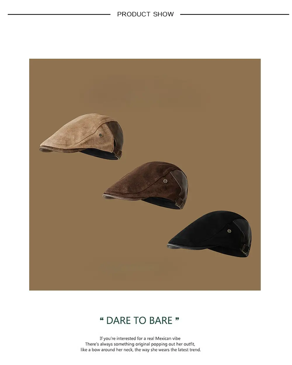 Women British Newsboy Cap Suede Duckbill Brown — feature 1