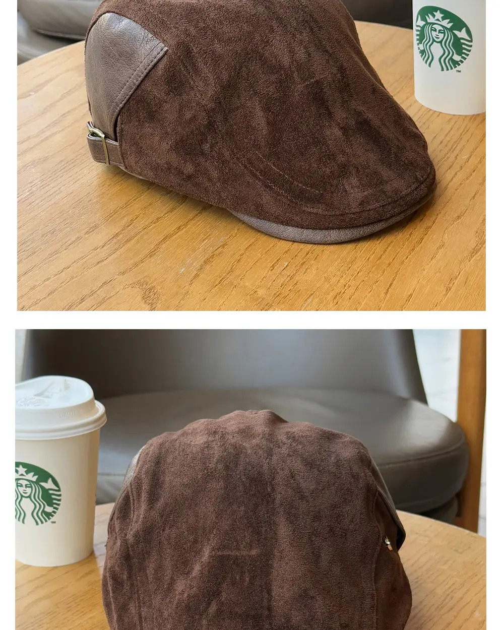 Women British Newsboy Cap Suede Duckbill Brown — feature 11