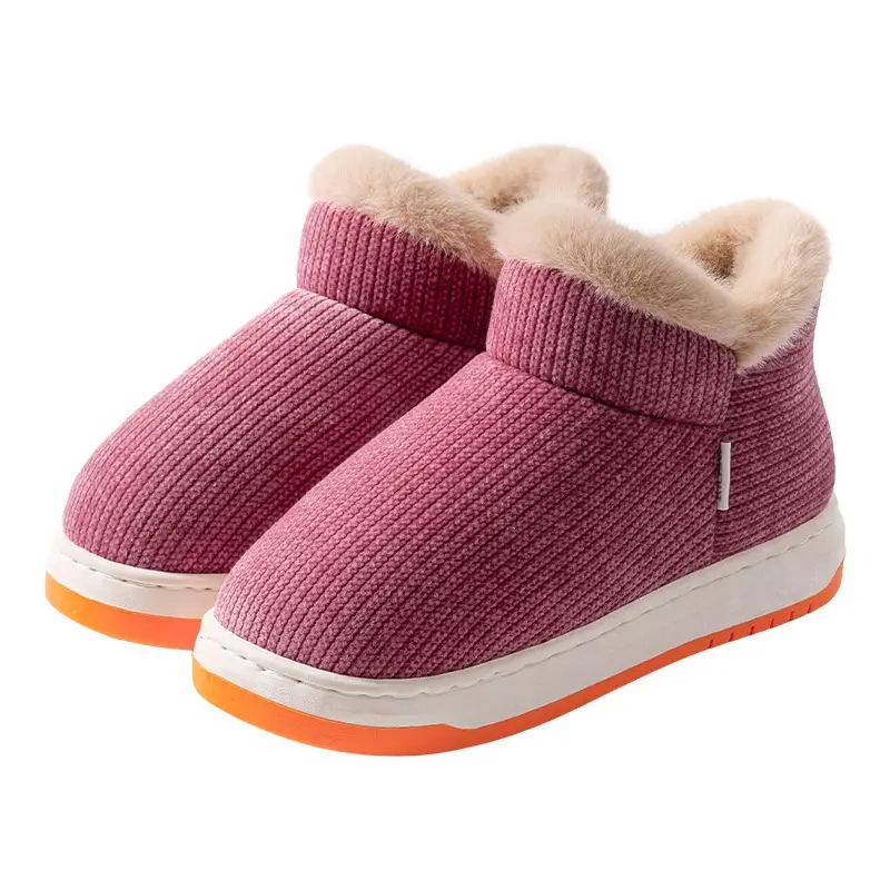 Elderly Women's Fleece Lined Cotton Slippers Maroon Winter - Image 17