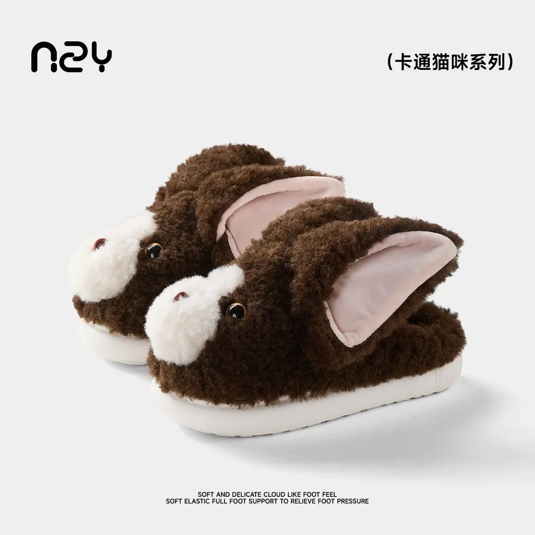 Qidan Shoe Factory Cartoon Cotton Slippers for Women Autumn and Winter Cute Home Indoor Velvet Warm Thick-Soled Anti-Slip Cotton Slippers for Women - Image 8