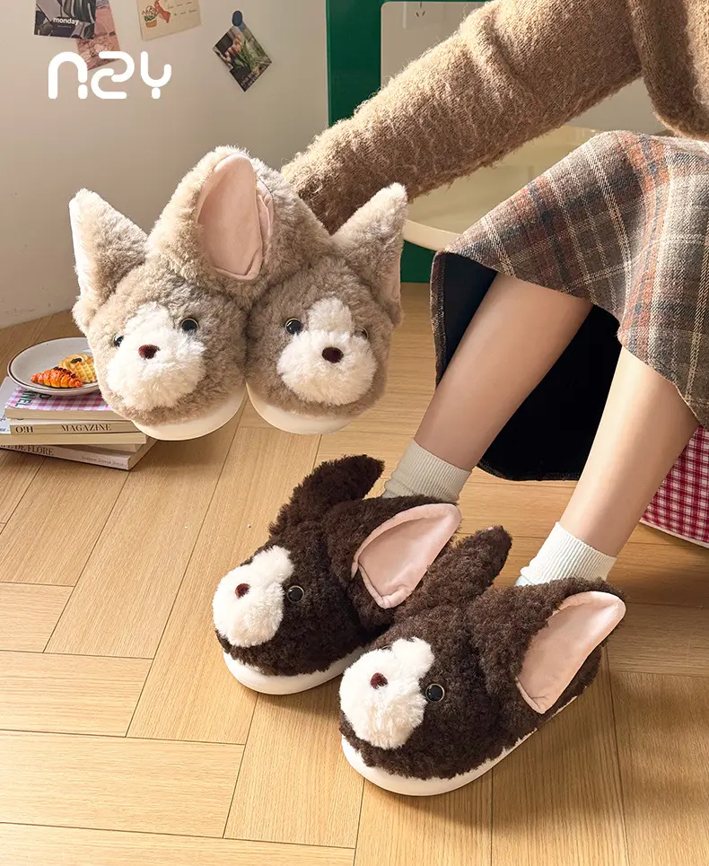 Qidan Shoe Factory Cartoon Cotton Slippers for Women Autumn and Winter Cute Home Indoor Velvet Warm Thick-Soled Anti-Slip Cotton Slippers for Women — feature 1
