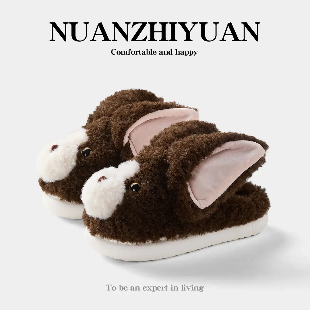 Qidan Shoe Factory Cartoon Cotton Slippers for Women Autumn and Winter Cute Home Indoor Velvet Warm Thick-Soled Anti-Slip Cotton Slippers for Women - Image 4