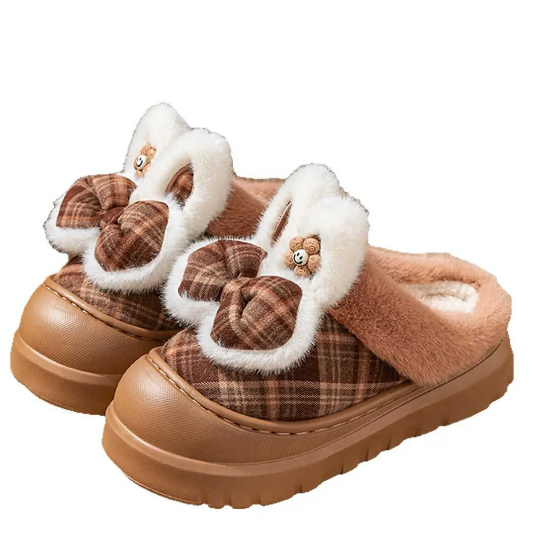 Stuffed Rabbit Cotton Slippers for Women 2025 New Cute Winter Indoor Home Thick-Soled Furry Non-Slip Slippers for Women