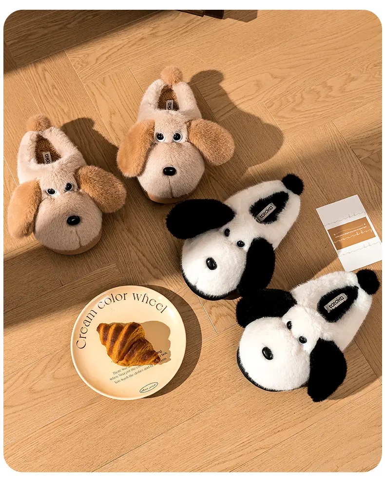 Girls Puppy Wool Slippers Winter Warm Non-Slip — feature 10