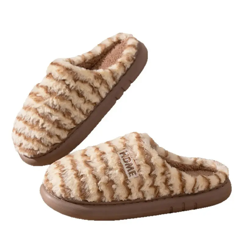 Autumn and Winter New Cotton Slippers for Women's Home Indoor Confinement Plush Fleece-Lined Warm Couple Men's Cotton Shoes Wholesale