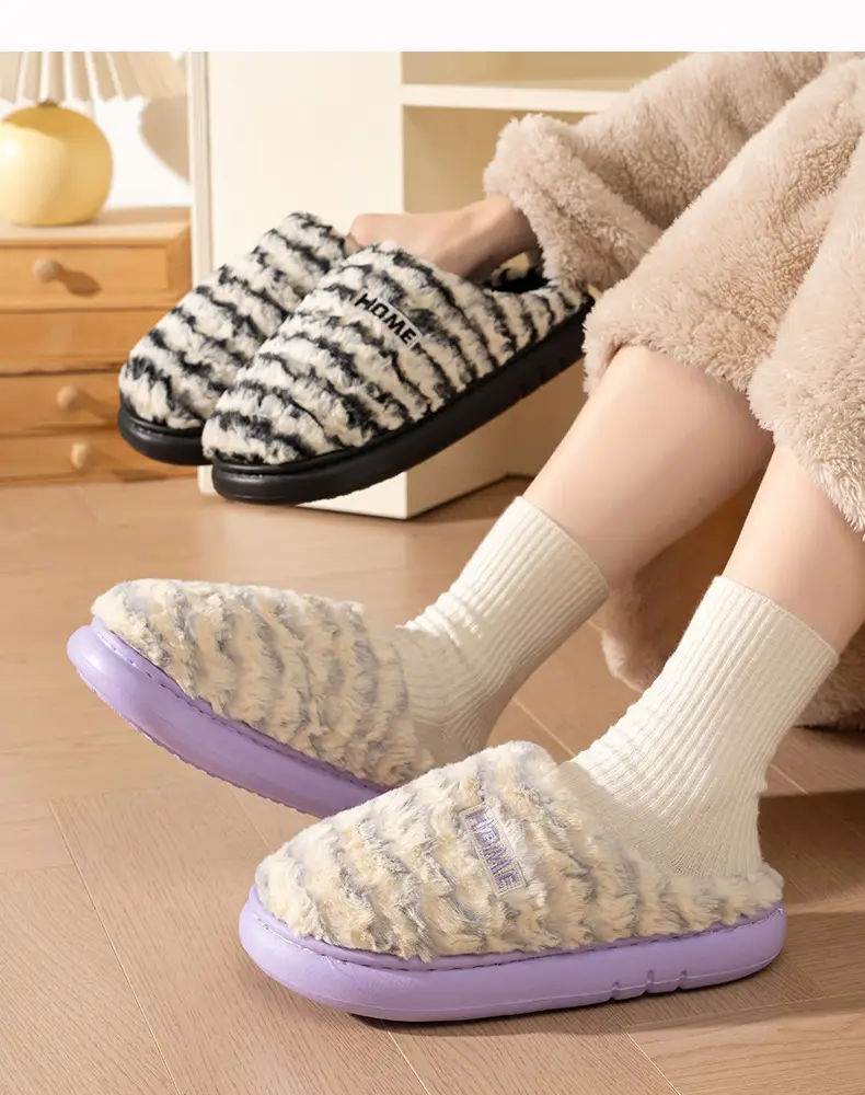 Autumn and Winter New Cotton Slippers for Women's Home Indoor Confinement Plush Fleece-Lined Warm Couple Men's Cotton Shoes Wholesale — feature 11